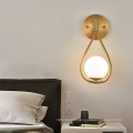 High quality modern wall mount light fixtures living room glass copper led wall light